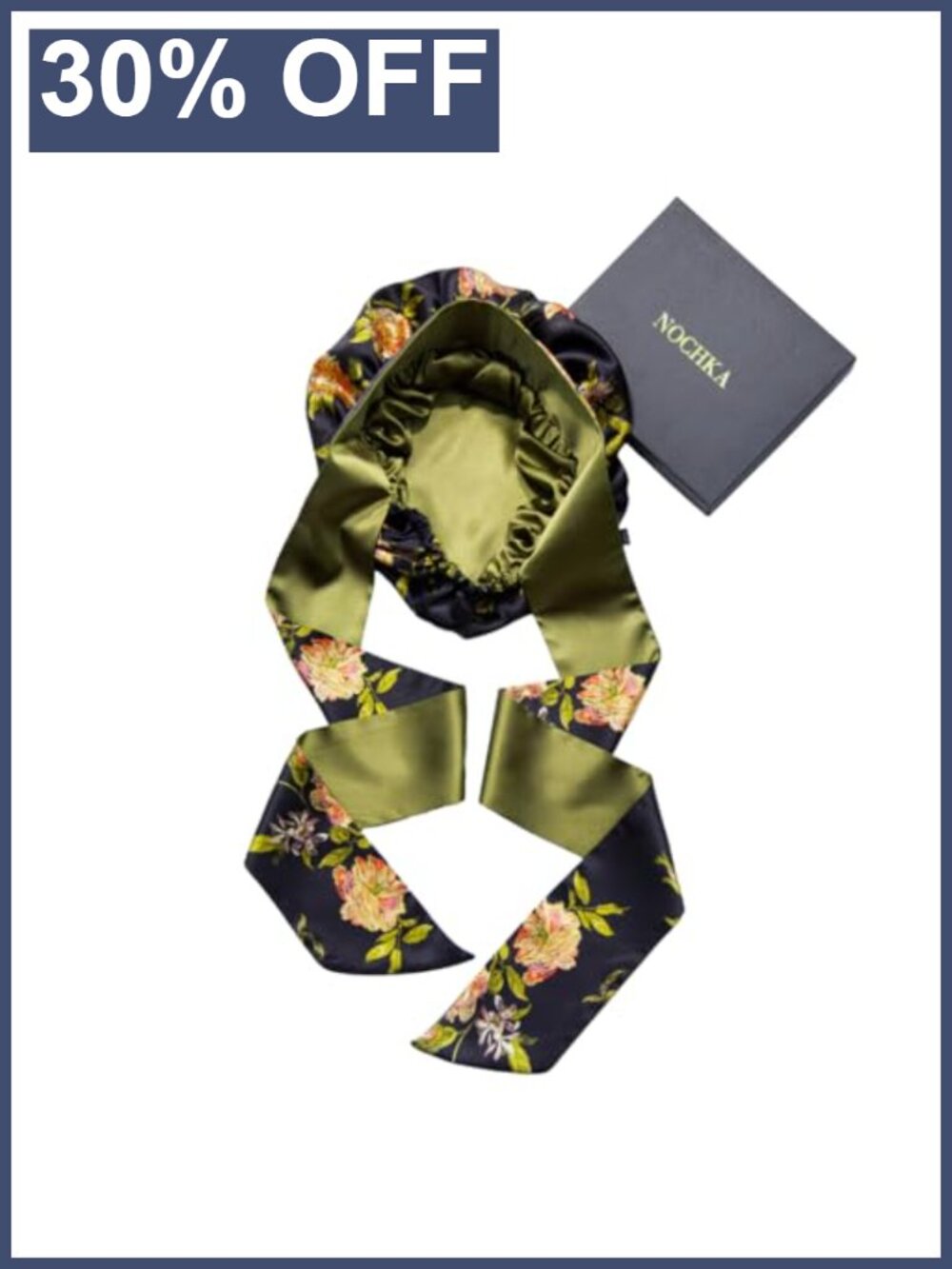 100% Pure Mulberry Silk Reversible Hair Bonnet with Ties for Curly Hair